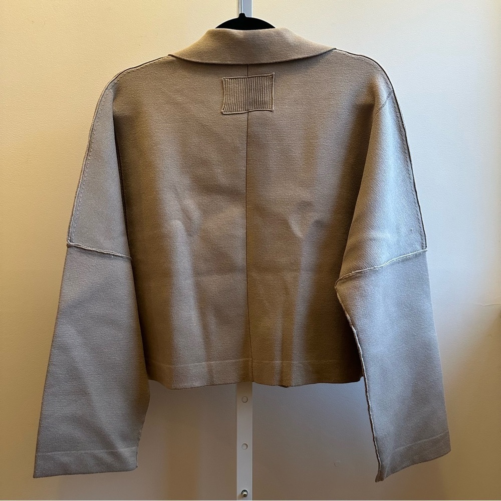 NWT We The Free Sadie Crop Sweater Knit Blazer S Taupe Brown Treehouse - Picture 6 of 12